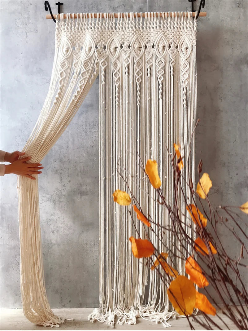 Hand-woven Macrame Cotton Curtain Tapestry