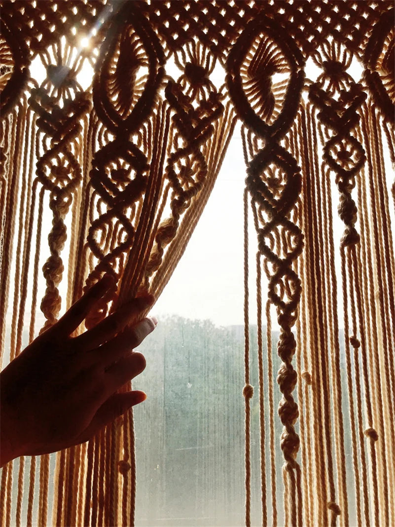 Hand-woven Macrame Cotton Curtain Tapestry