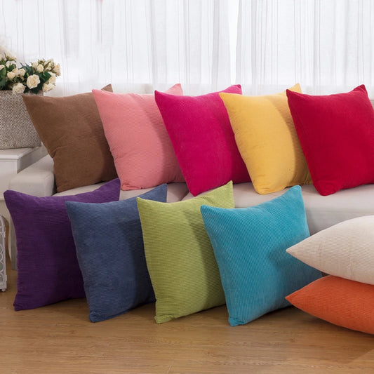 Cozy Corduroy Pillowcase: Soft Velvet Striped Throw Pillow Covers for Living Room, Bed, and Sofa