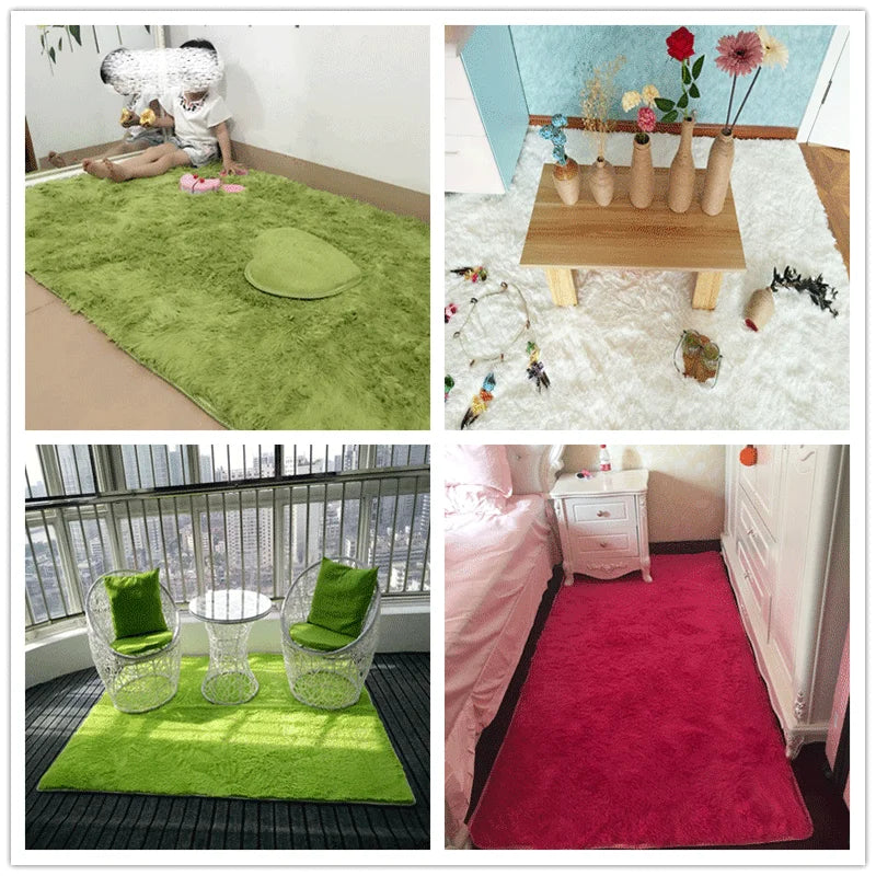 Summer Green Shaggy Rug: Soft, Large Area Rug for Kids' Bedrooms and Living Rooms