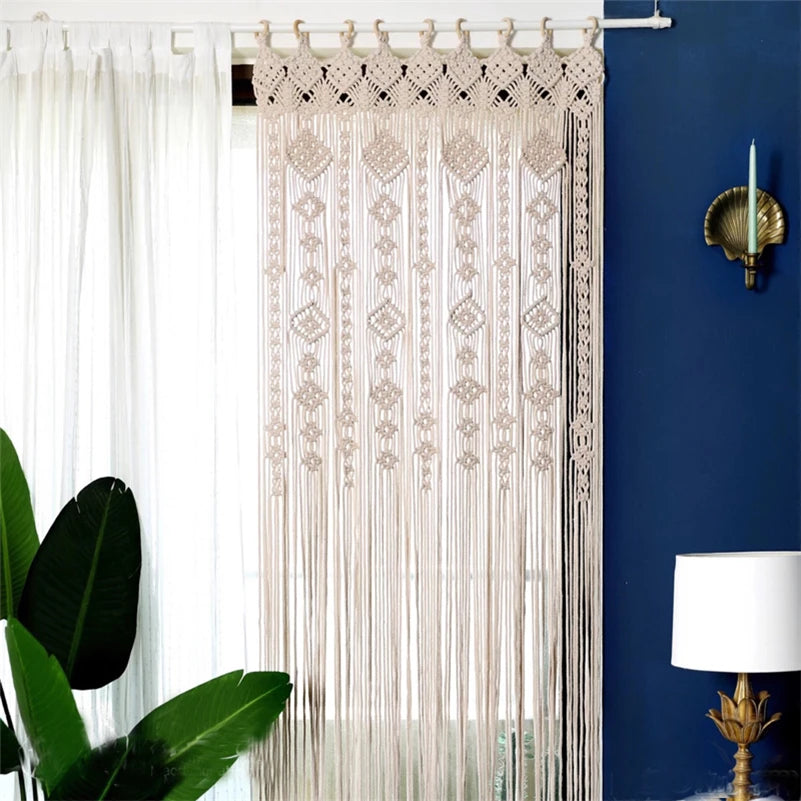 Hand-woven Macrame Cotton Curtain Tapestry