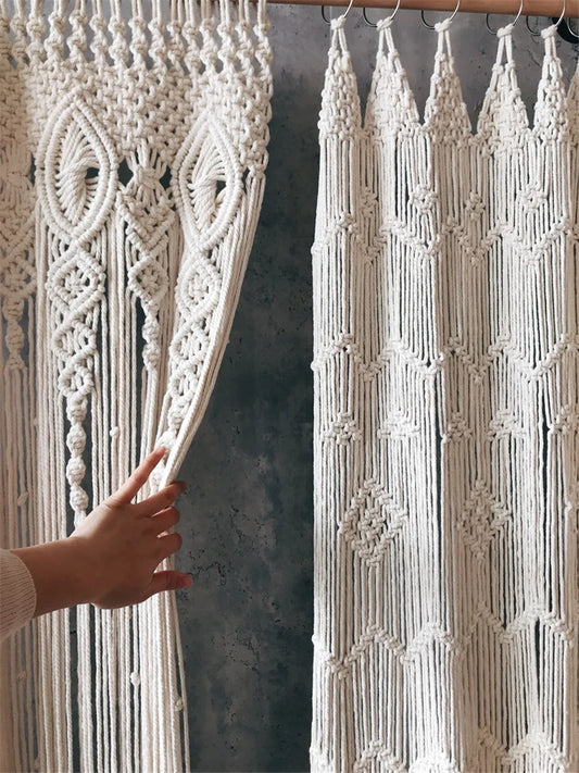 Hand-woven Macrame Cotton Curtain Tapestry