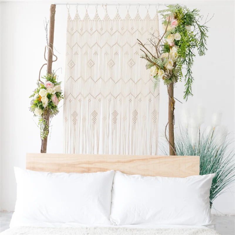 Hand-woven Macrame Cotton Curtain Tapestry