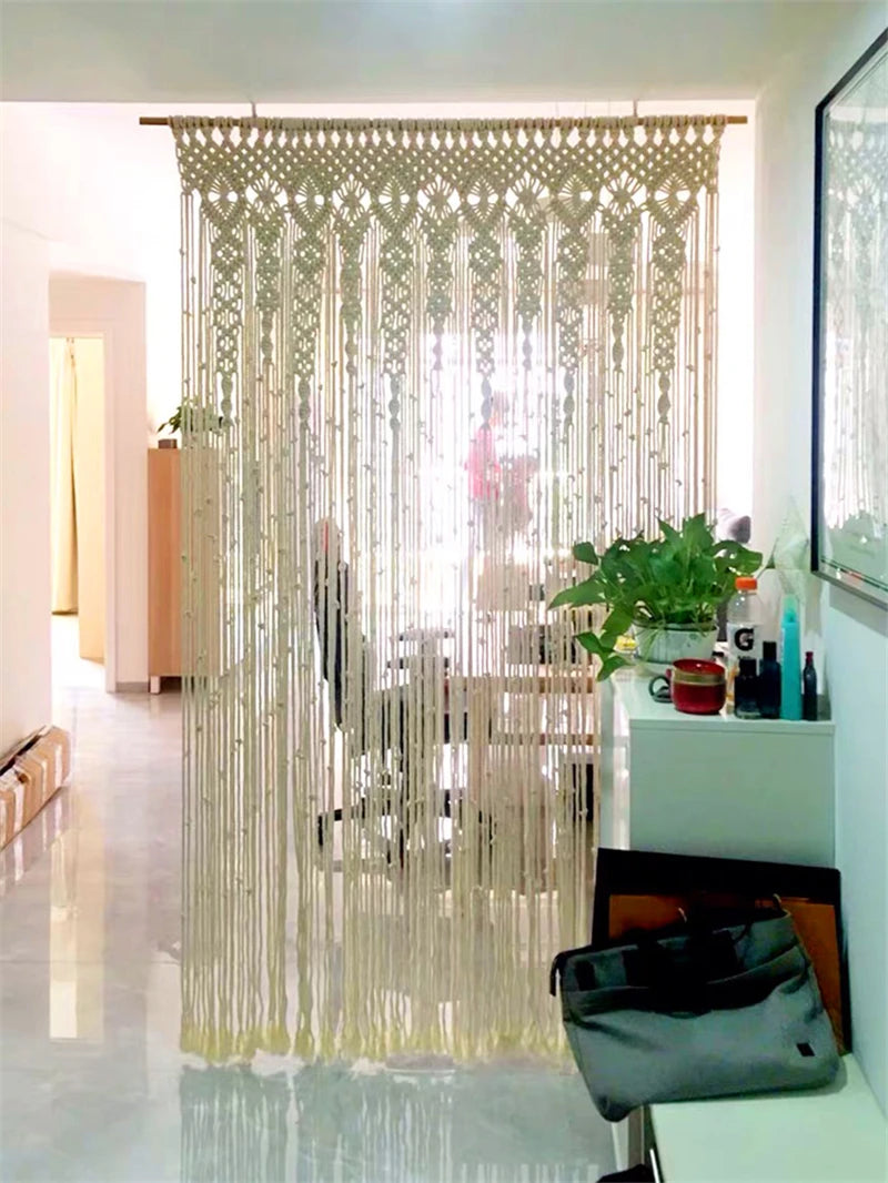 Hand-woven Macrame Cotton Curtain Tapestry