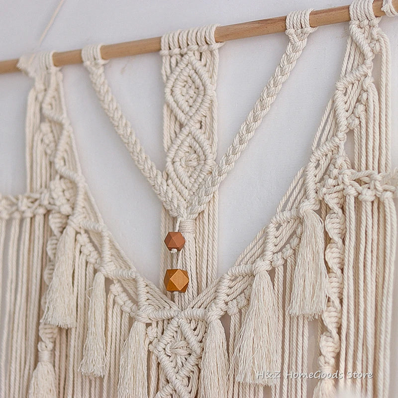 Big Macrame Wall Hanging Tapestry with Tassels: Hand-Woven Nordic Style for Living Room and Bedroom Art Decor