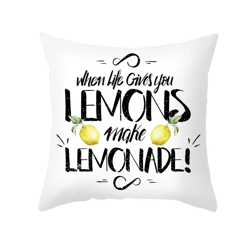 Nordic Summer Yellow Lemon Throw Pillow Cover: Sofa, Office, Car Seat Waist Cushion for Home Decoration