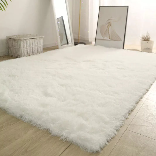 White Fluffy Hall Carpet: Modern Thickened Non-Slip Rug for Living Room, Bedroom, and Children's Room