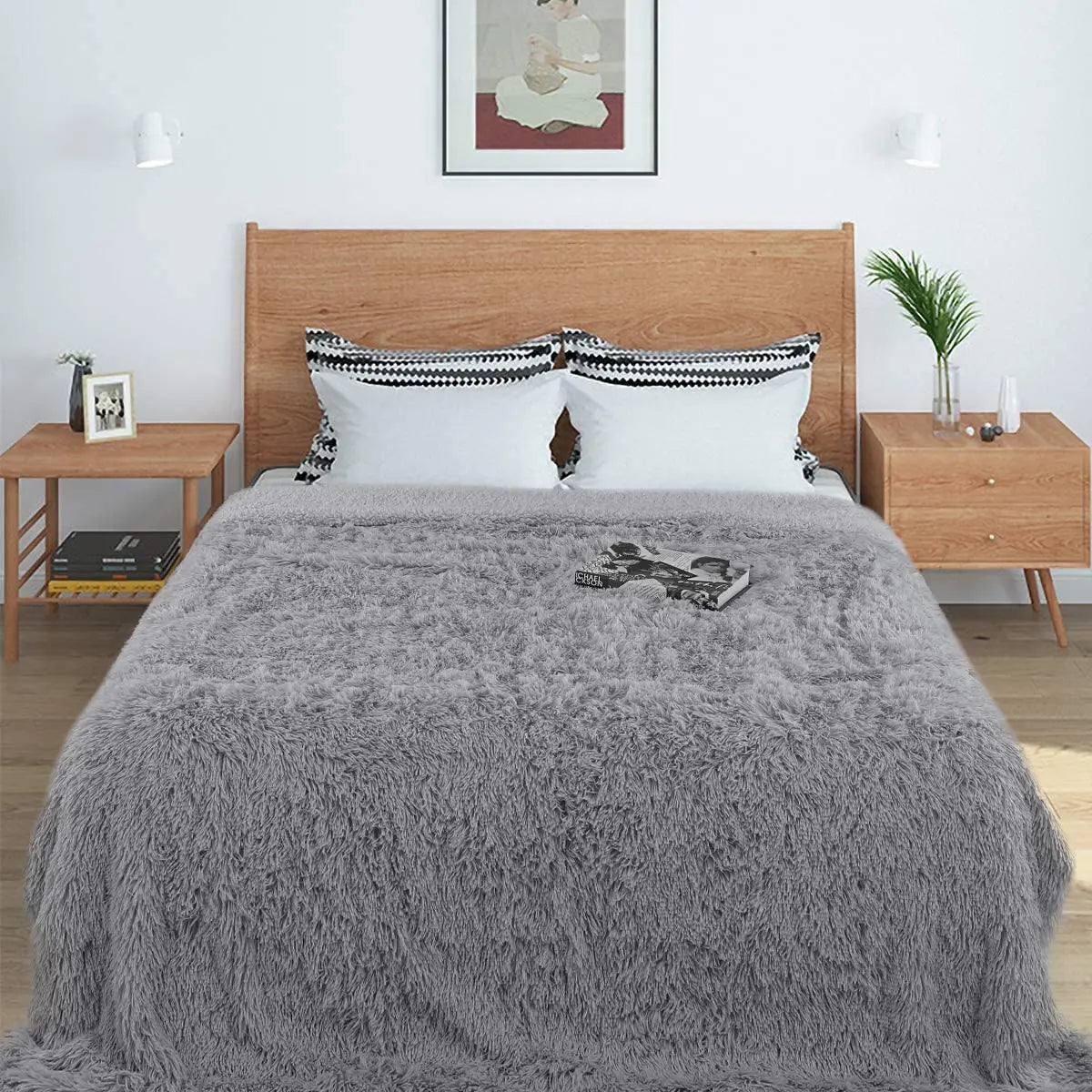 Thickened Fluffy Blanket: Warm Spring Bedspread & Plaid Sofa Cover