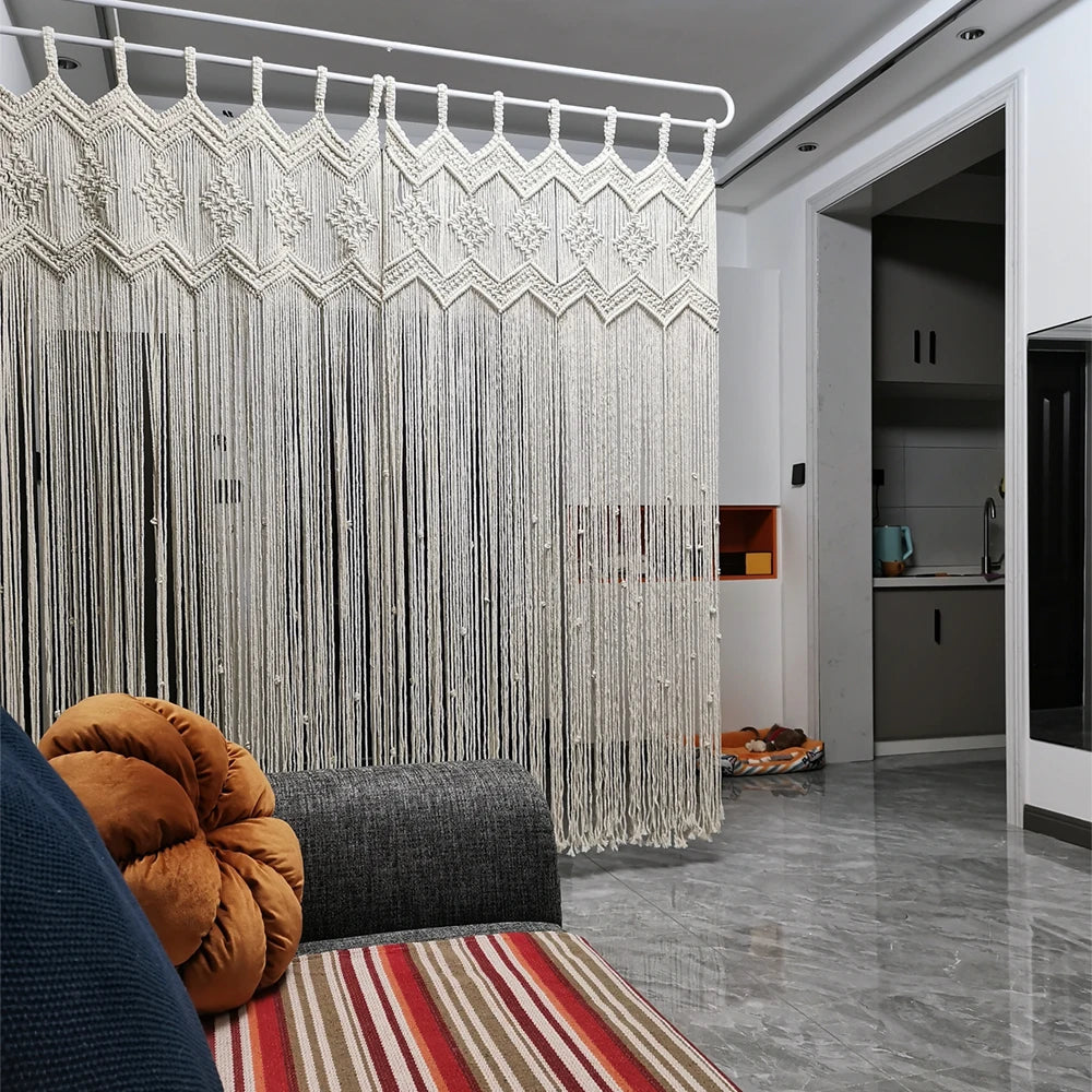 Hand-woven Macrame Cotton Curtain Tapestry