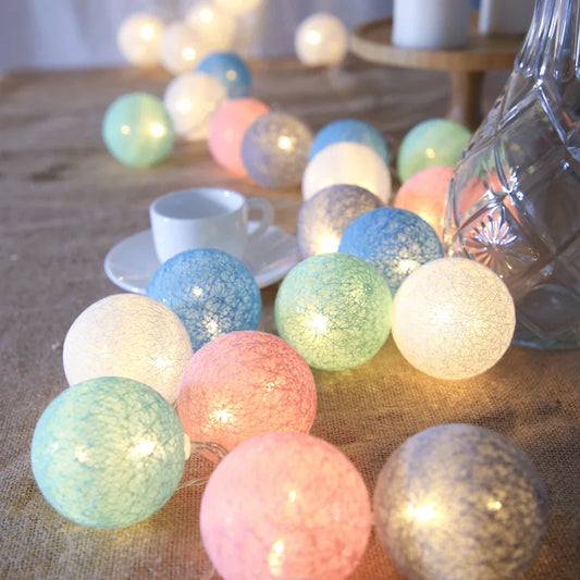 LED Cotton Thread Lantern String Lights: Mini Ball Lamp Party Decor for Festivals and Hanging Lanterns