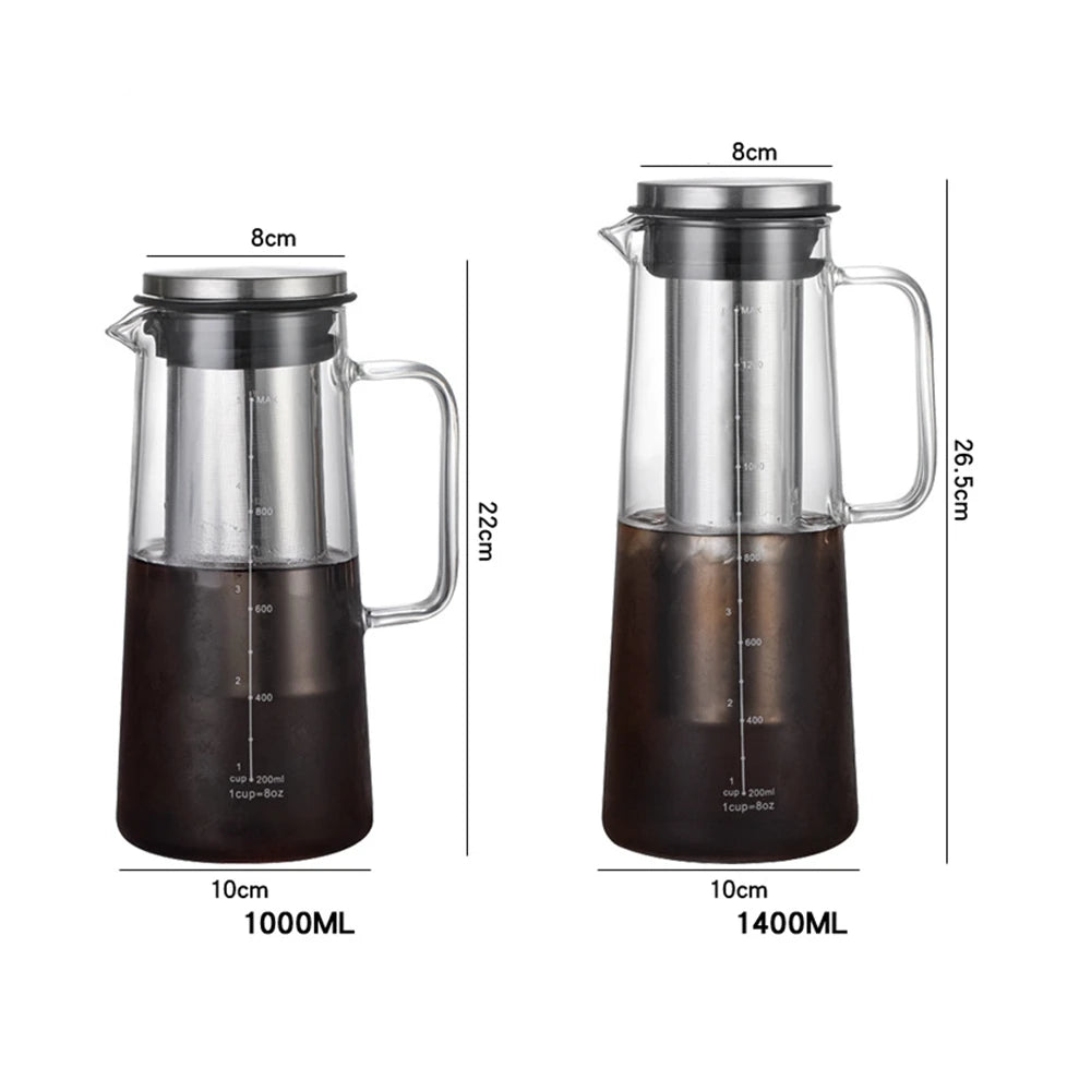 Cold Brew Coffee and Tea Maker: 1.4 Liter Pitcher for Iced Beverages