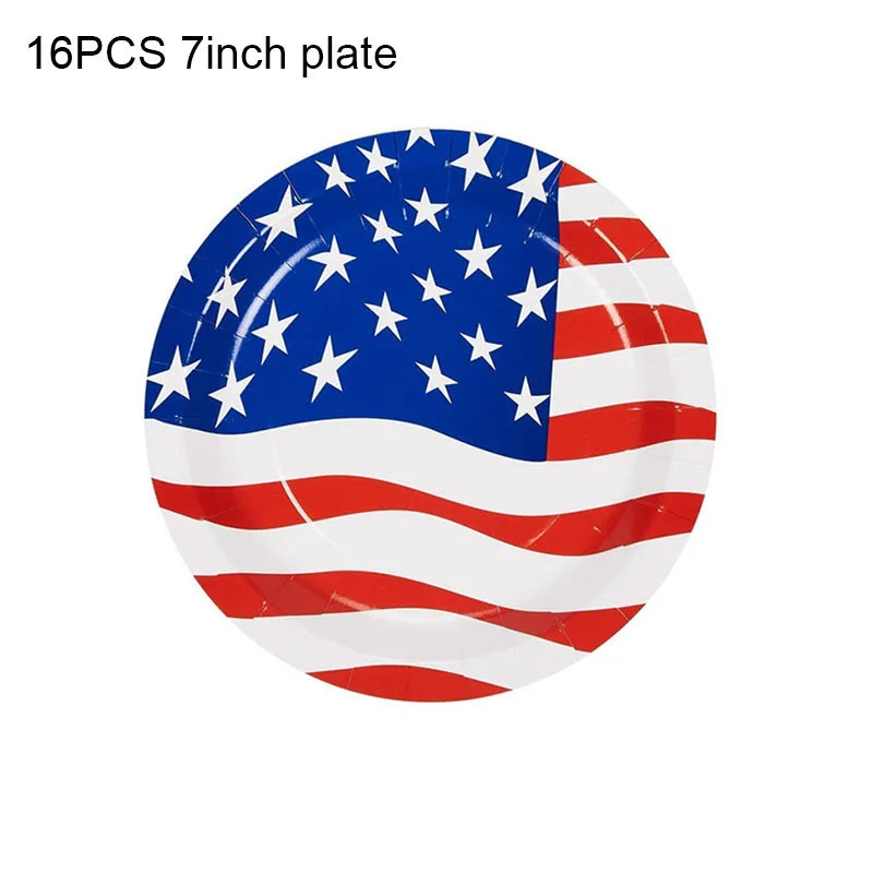 American Independence Day Party Supplies: 4th of July Decor and Disposable Tableware Set