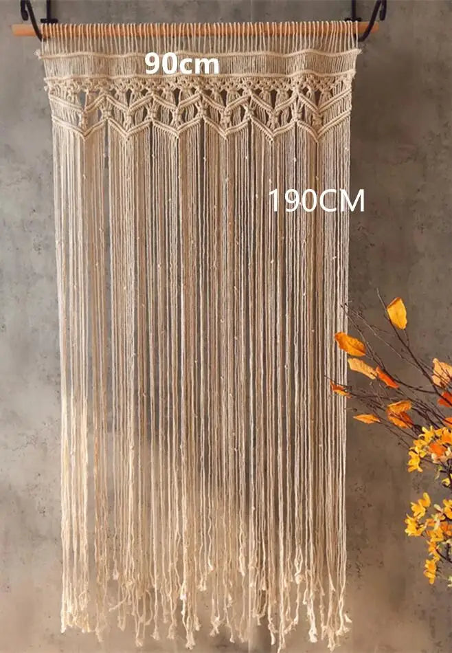 Hand-woven Macrame Cotton Curtain Tapestry