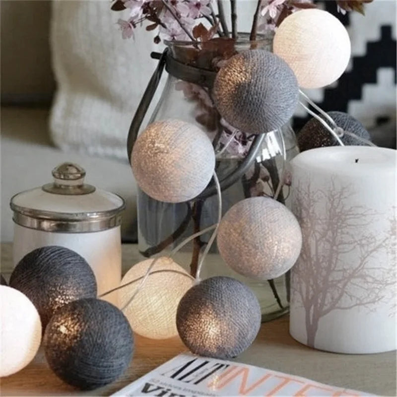 LED Cotton Thread Lantern String Lights: Mini Ball Lamp Party Decor for Festivals and Hanging Lanterns