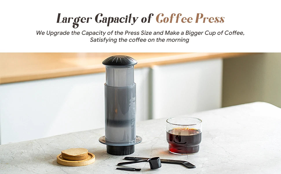 Portable 300ml Espresso Coffee Maker: French Press with Filter Paper Kit for AeroPress and DIY Coffee