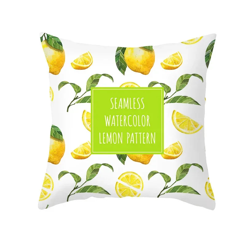 Nordic Summer Yellow Lemon Throw Pillow Cover: Sofa, Office, Car Seat Waist Cushion for Home Decoration