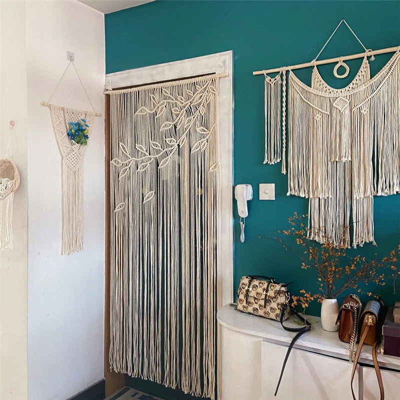 Hand-woven Macrame Cotton Curtain Tapestry