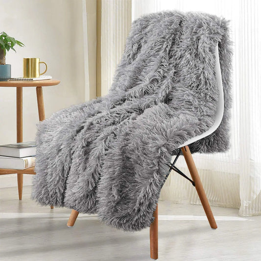 Thickened Fluffy Blanket: Warm Spring Bedspread & Plaid Sofa Cover