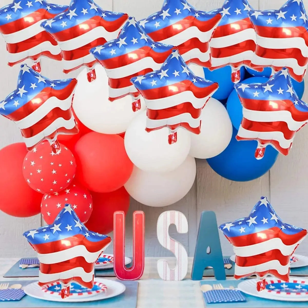 American Flag Patriotic Party 4th Of July Independence Day Supplies Disposable Tableware Cup Fork Veterans Day Party Decorations