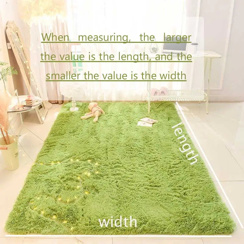 Summer Green Shaggy Rug: Soft, Large Area Rug for Kids' Bedrooms and Living Rooms