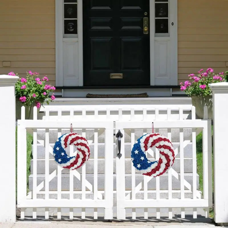 4th Of July Wreaths For Door American Flag Garland Decoration 4Th Of July Wreath For Veterans Independence Patriotic Day