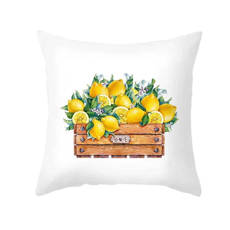 Nordic Summer Yellow Lemon Throw Pillow Cover: Sofa, Office, Car Seat Waist Cushion for Home Decoration