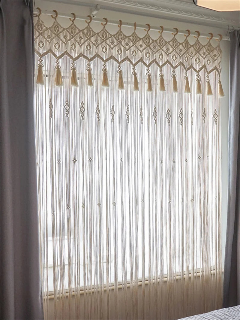 Hand-woven Macrame Cotton Curtain Tapestry