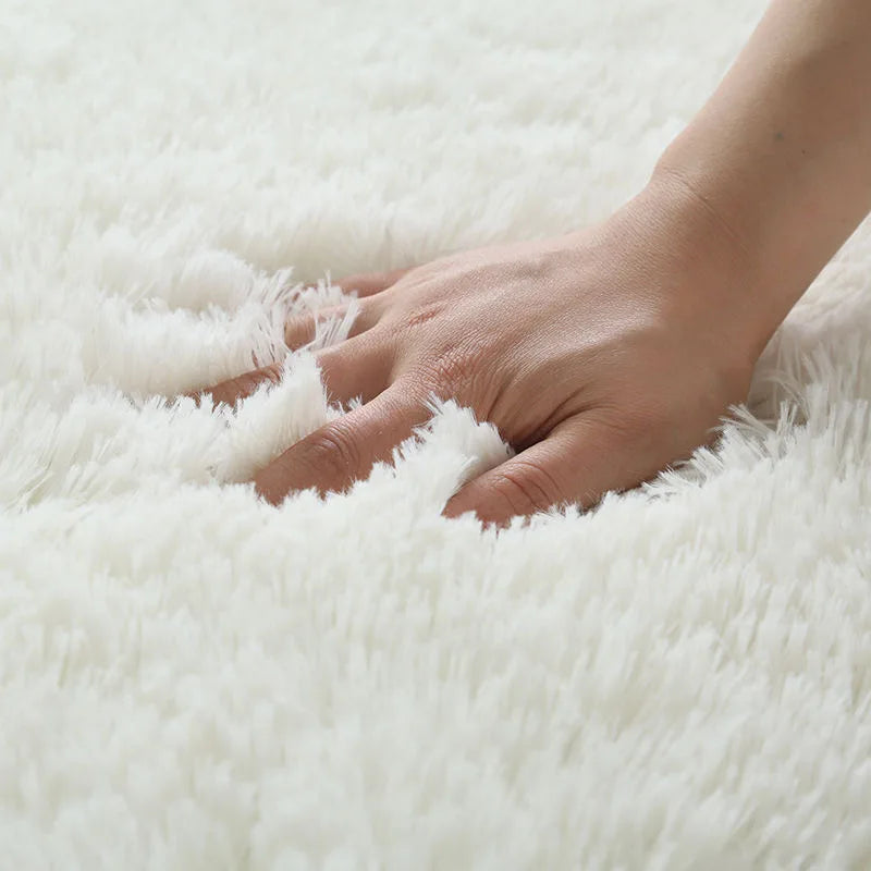 White Fluffy Hall Carpet: Modern Thickened Non-Slip Rug for Living Room, Bedroom, and Children's Room