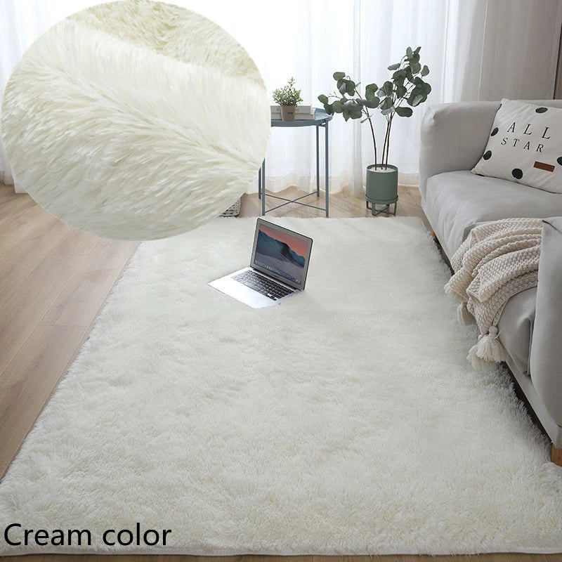 White Fluffy Hall Carpet: Modern Thickened Non-Slip Rug for Living Room, Bedroom, and Children's Room