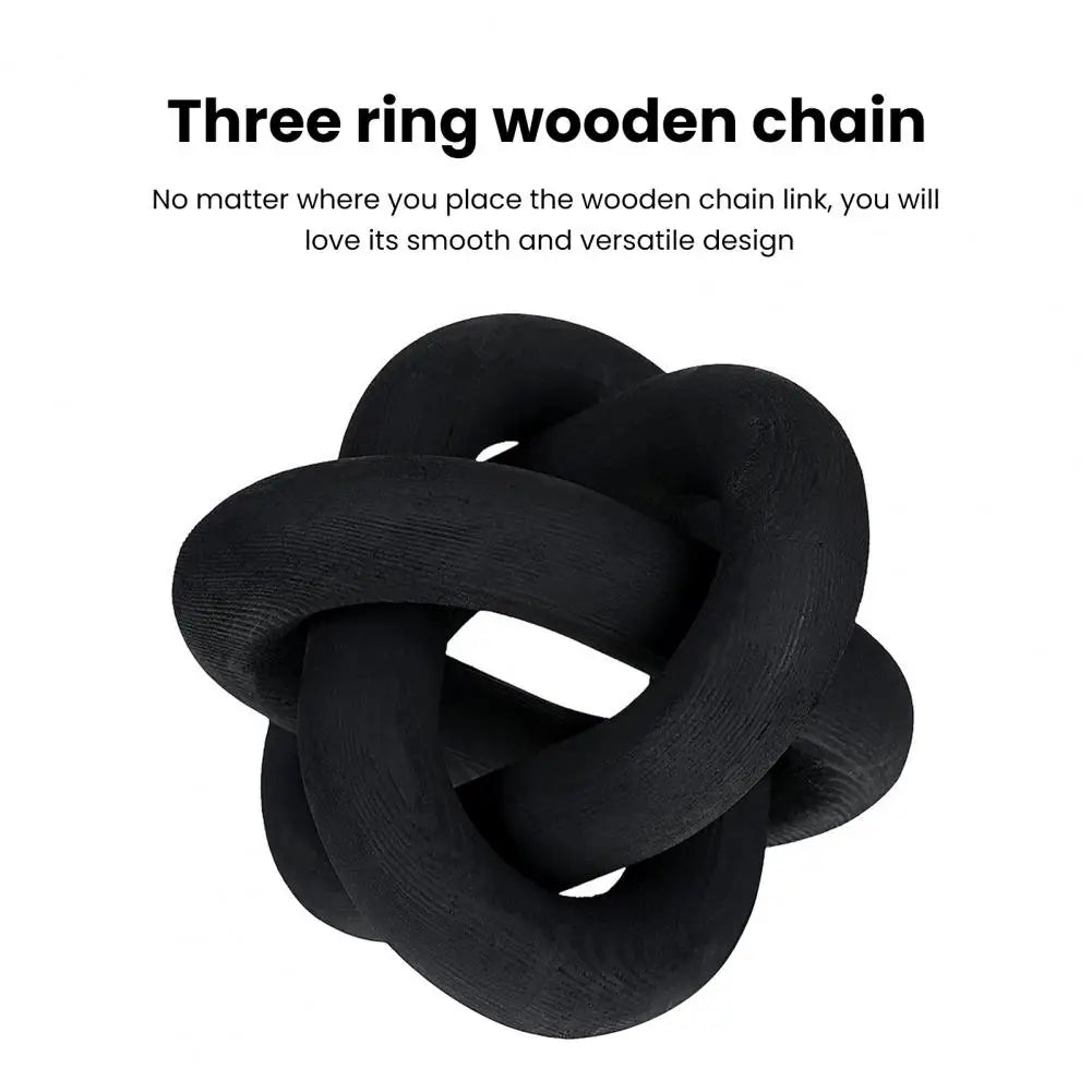 Rustic Wooden Chain Link Decor: Hand-Carved Wood Knot Accent for Farmhouse Style Rooms and Coffee Tables