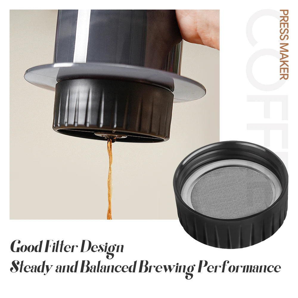 Portable 300ml Espresso Coffee Maker: French Press with Filter Paper Kit for AeroPress and DIY Coffee