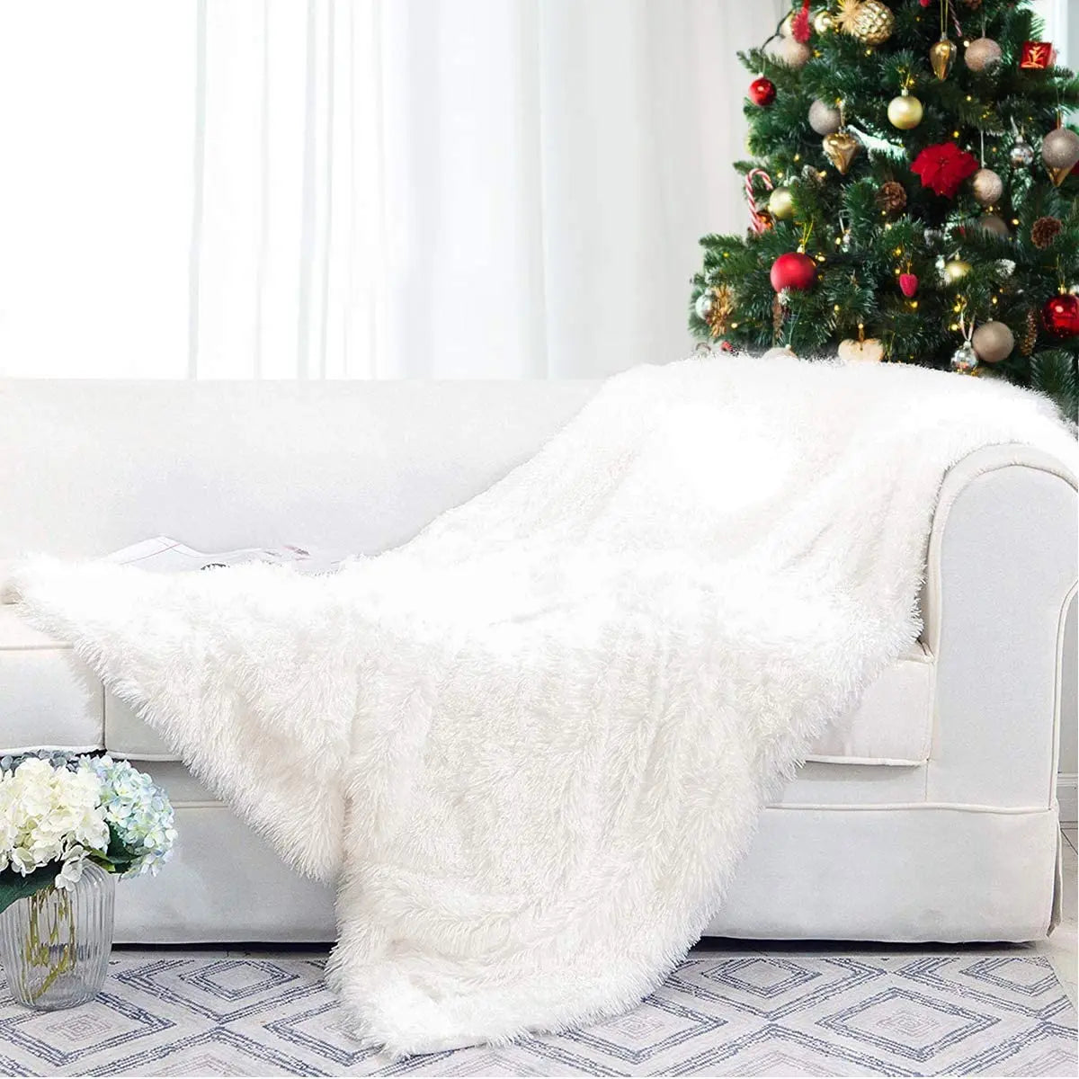 Thickened Fluffy Blanket: Warm Spring Bedspread & Plaid Sofa Cover