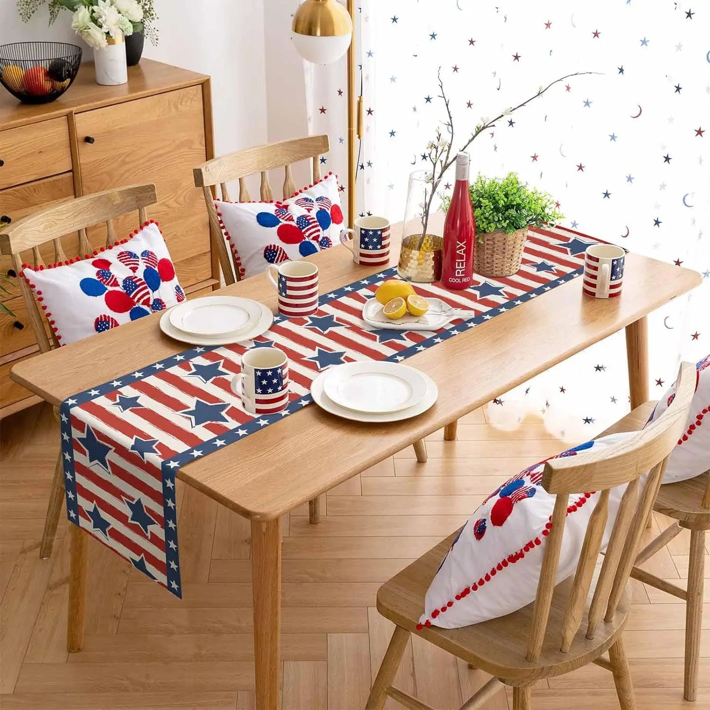 4th of July Table Runners Red White and Blue Stars Stripes Runner for Table Decor Independence Day Holiday Party Decorations