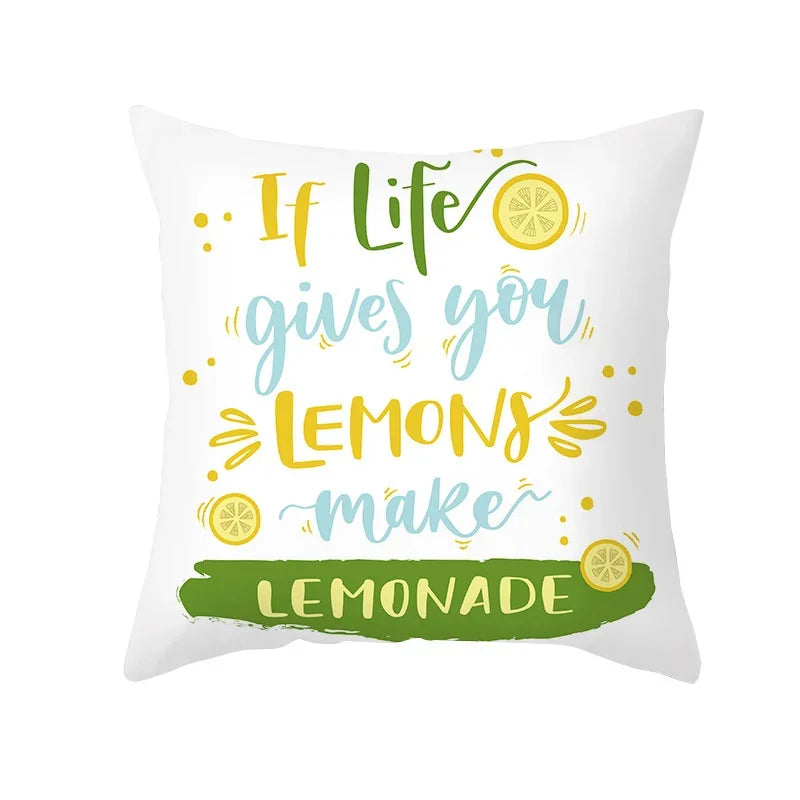 Nordic Summer Yellow Lemon Throw Pillow Cover: Sofa, Office, Car Seat Waist Cushion for Home Decoration