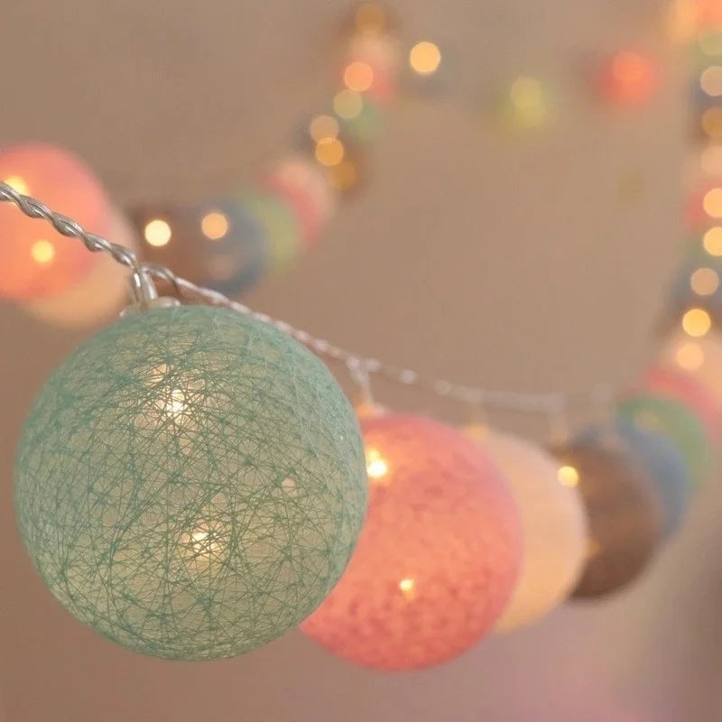 LED Cotton Thread Lantern String Lights: Mini Ball Lamp Party Decor for Festivals and Hanging Lanterns