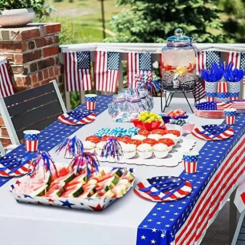 American Flag Patriotic Party 4th Of July Independence Day Supplies Disposable Tableware Cup Fork Veterans Day Party Decorations