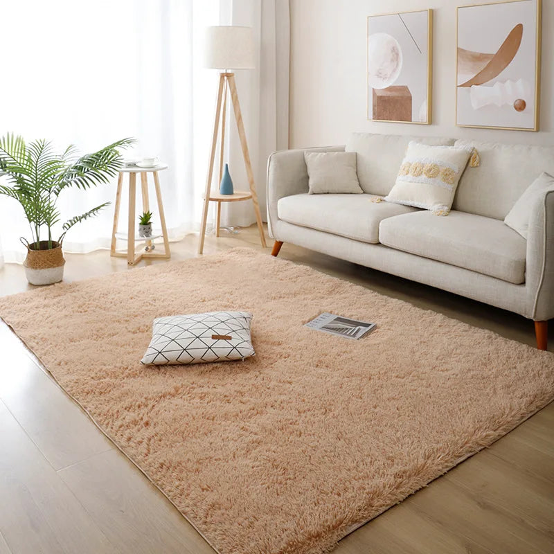 White Fluffy Hall Carpet: Modern Thickened Non-Slip Rug for Living Room, Bedroom, and Children's Room