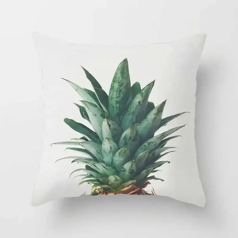 Tropical Plants Cushion Cover: Cactus, Monstera, Palm Leaf Green Decorative Pillowcase