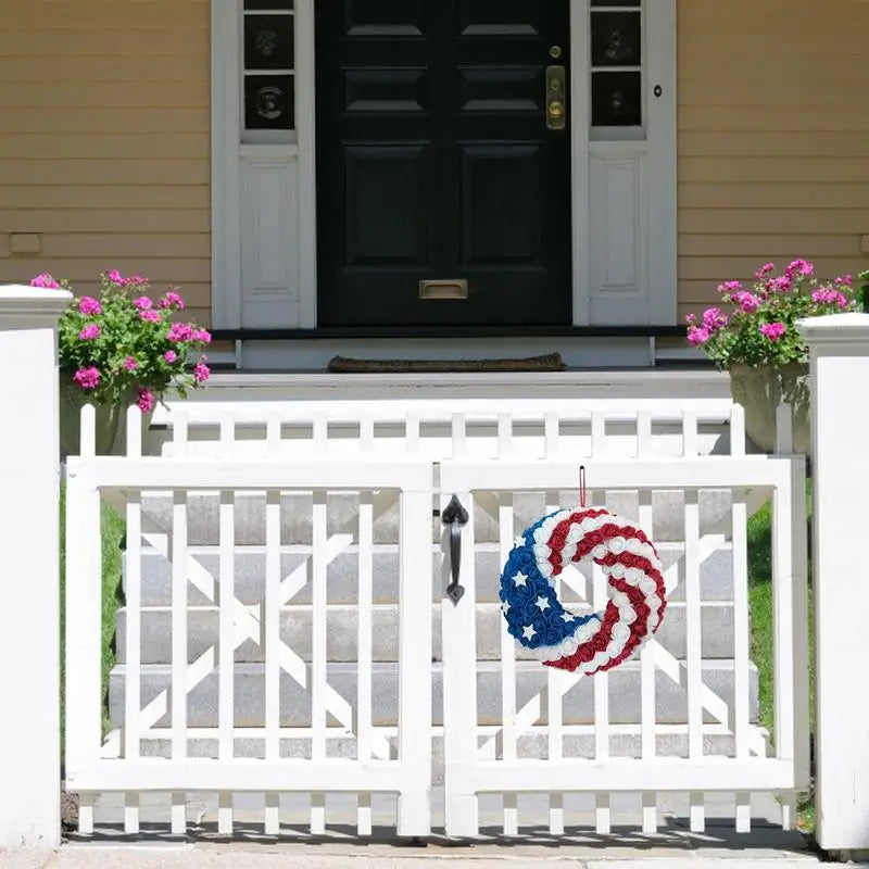 4th Of July Wreaths For Door American Flag Garland Decoration 4Th Of July Wreath For Veterans Independence Patriotic Day