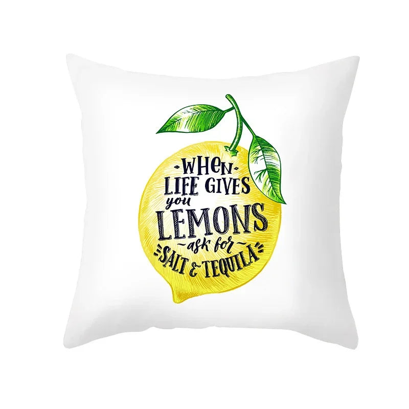 Nordic Summer Yellow Lemon Throw Pillow Cover: Sofa, Office, Car Seat Waist Cushion for Home Decoration