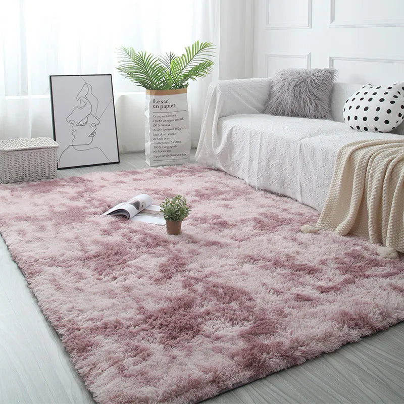 White Fluffy Hall Carpet: Modern Thickened Non-Slip Rug for Living Room, Bedroom, and Children's Room