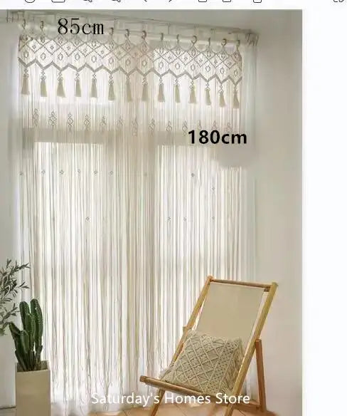 Hand-woven Macrame Cotton Curtain Tapestry