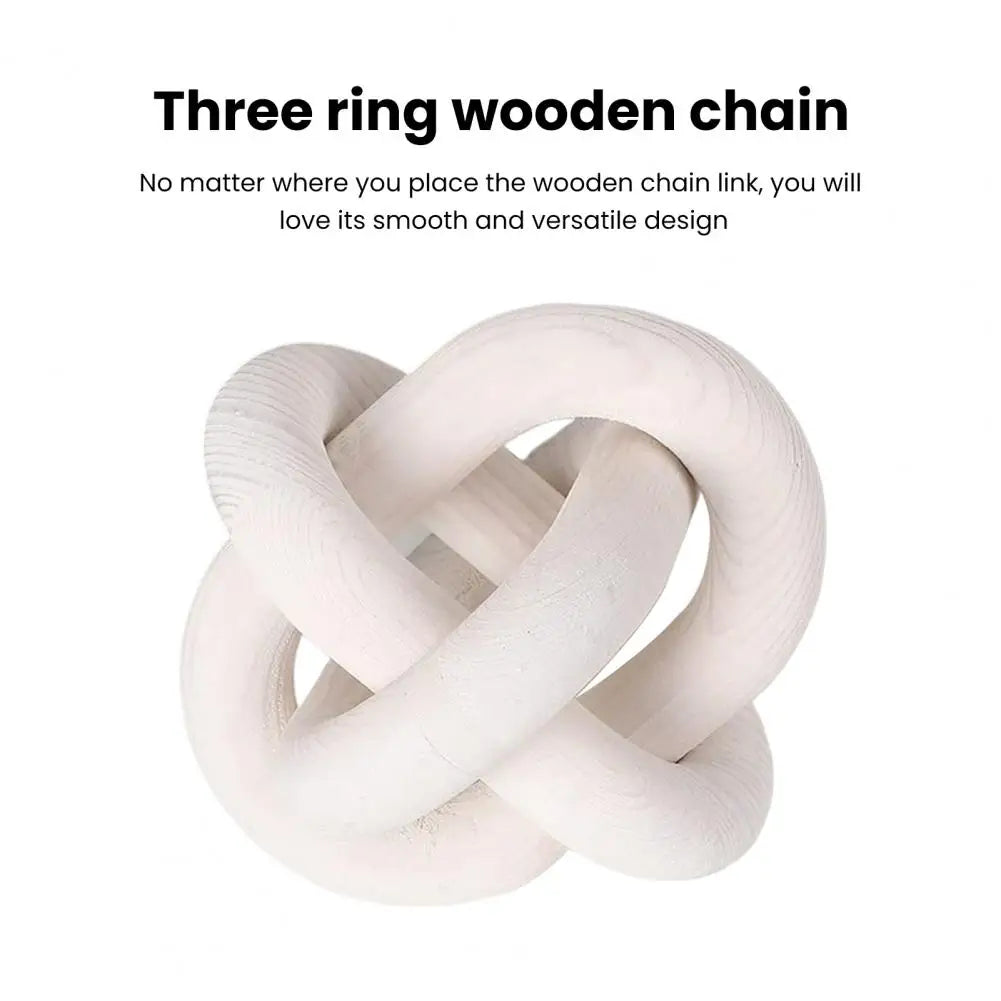 Rustic Wooden Chain Link Decor: Hand-Carved Wood Knot Accent for Farmhouse Style Rooms and Coffee Tables