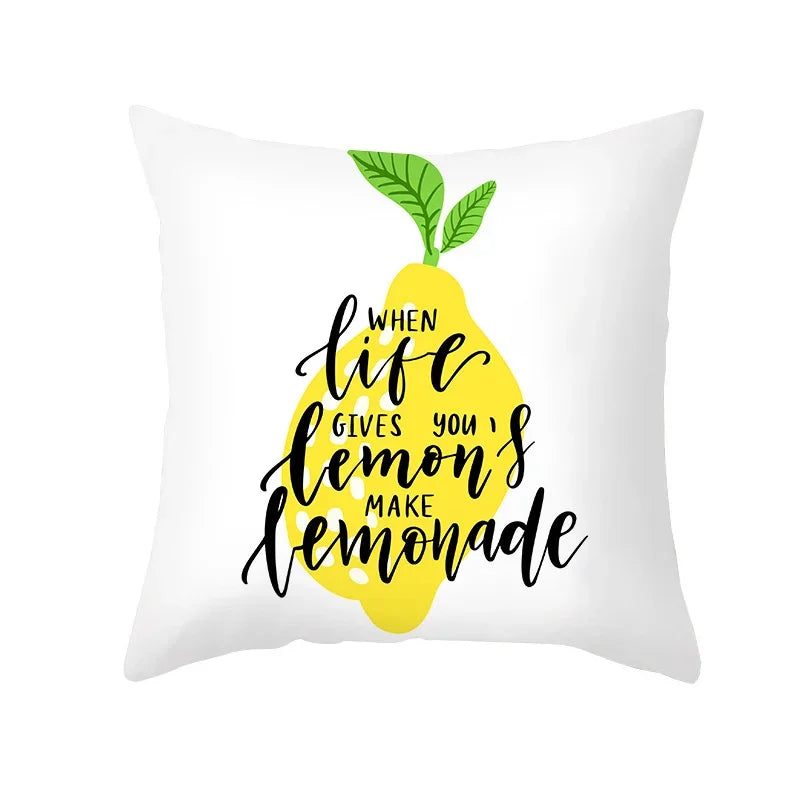 Nordic Summer Yellow Lemon Throw Pillow Cover: Sofa, Office, Car Seat Waist Cushion for Home Decoration