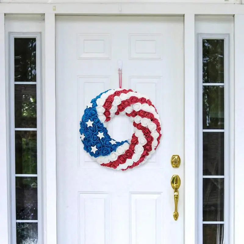 4th Of July Wreaths For Door American Flag Garland Decoration 4Th Of July Wreath For Veterans Independence Patriotic Day