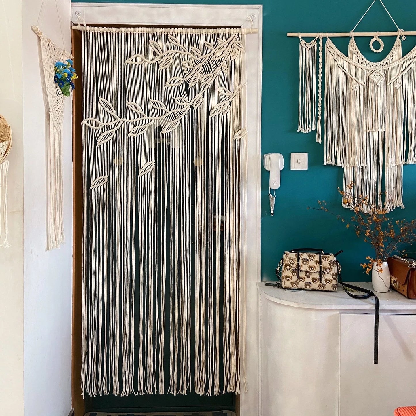 Hand-woven Macrame Cotton Curtain Tapestry