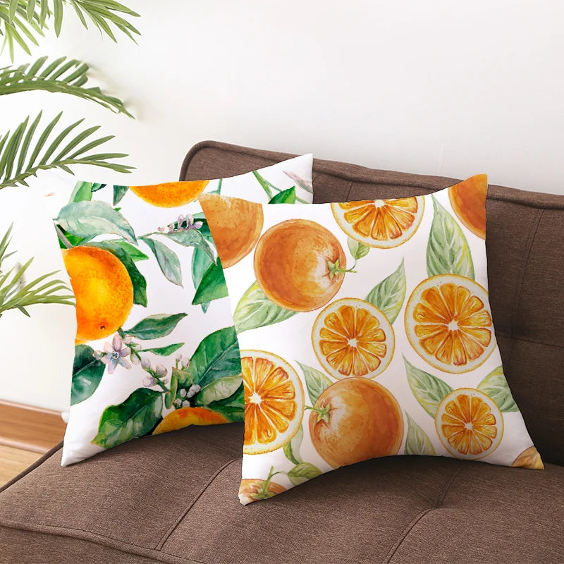 Summer Fruit Cushion Covers: Lemon, Orange, Strawberry, and Watermelon Decorative Pillows