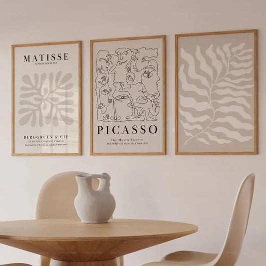 Mid-Century Neutral Gallery: Matisse Picasso Exhibition Canvas Wall