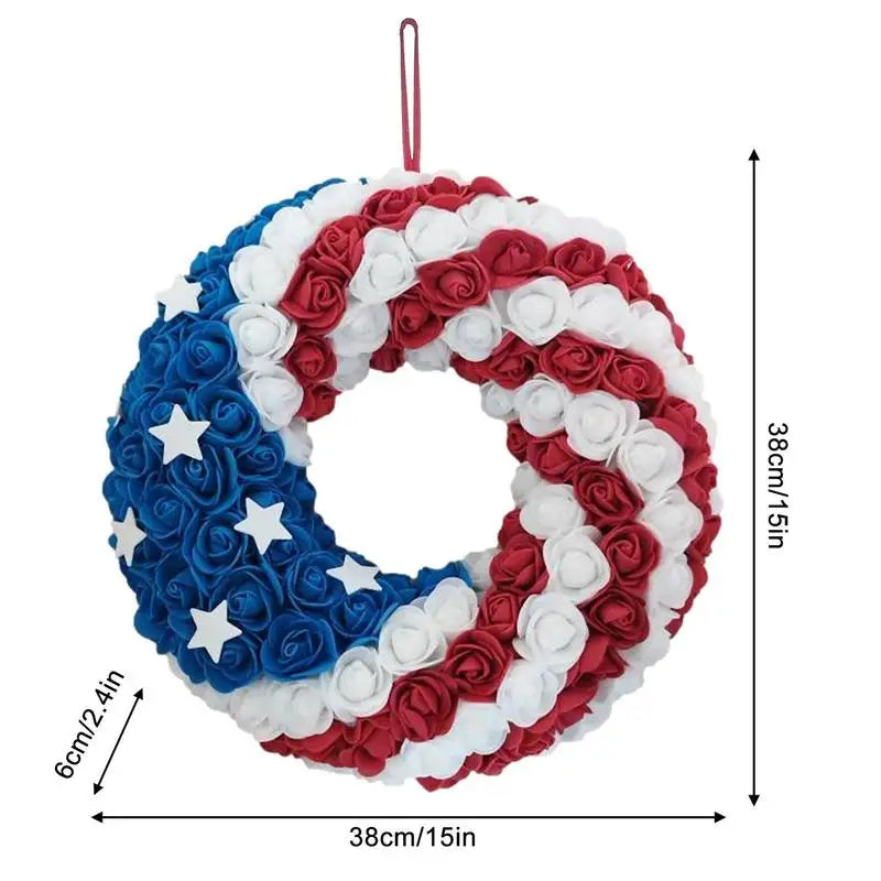 4th Of July Wreaths For Door American Flag Garland Decoration 4Th Of July Wreath For Veterans Independence Patriotic Day