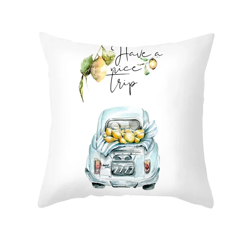 Nordic Summer Yellow Lemon Throw Pillow Cover: Sofa, Office, Car Seat Waist Cushion for Home Decoration